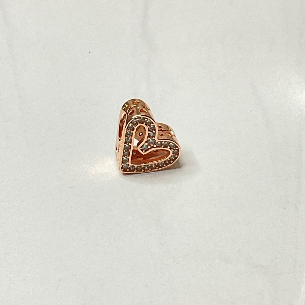🐘🐘 14K Rose Gold Plated Sterling Silver Freehand Heart Charm - Picture 9 of 12